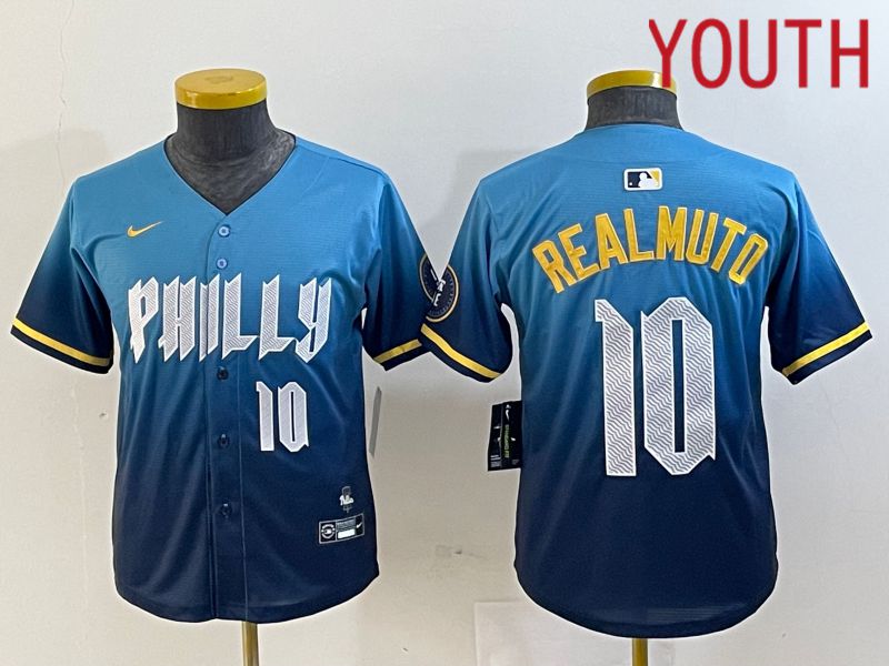 Youth Philadelphia Phillies 10 Realmuto Blue City Edition Nike 2024 MLB Jersey style 4
